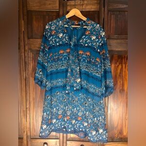 Lily Rose Teal and Black Patterned Dress‎